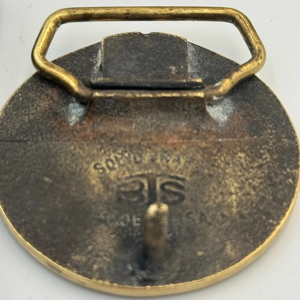 Vintage Odessa Babbitt Bearing Co Solid Brass Belt Buckle‎ Industrial Texas Oil